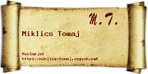Miklics Tomaj névjegykártya